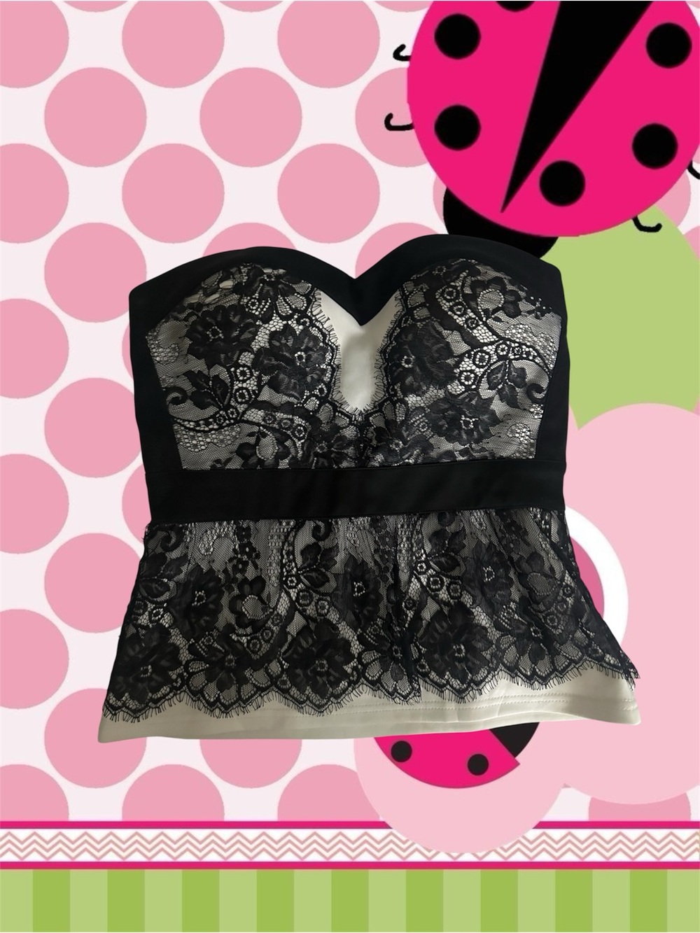 Body central Black Lace Strapless Bustier Top
